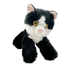 Aurora Black and White Cat Plush Stuffed Animal Toy Poly Fibers Plastic Pellets
